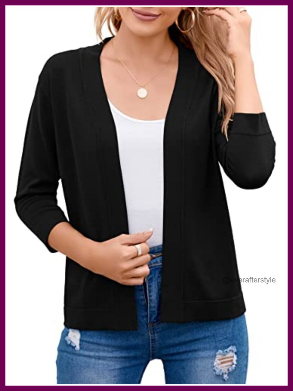 3/4 Sleeve Open Front Cropped Cardigan Sweater Shrug for Women 80% Viscose